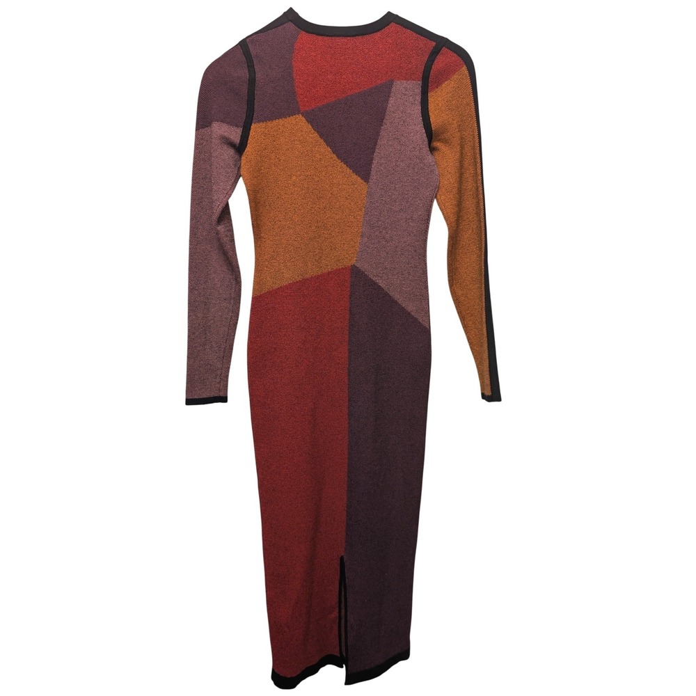 Toccin Nora Midi Dress Colorblock Geometric Knit XS Bodycon Fall Modern Holidays - Picture 3 of 6